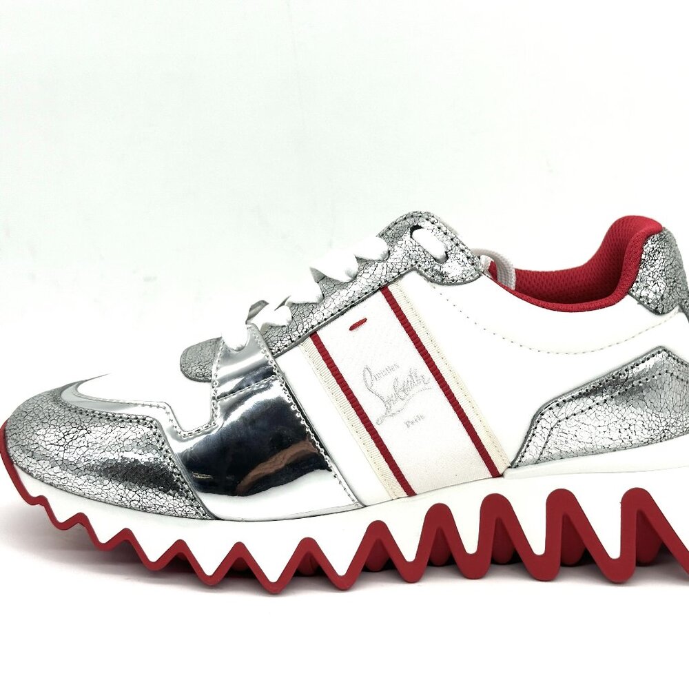 Christian Louboutin NASTROSHARK DONNA Metallic Leather Nylon Sneakers Shoes - Picture 4 of 16